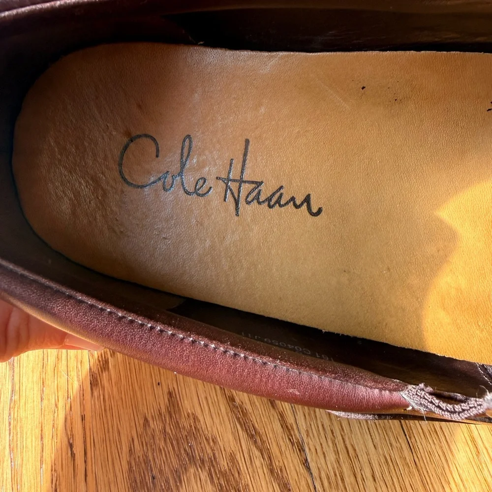 Cole Haan Loafers Men 10M Tucker Venetian Shoes Brown Leather Slip On‎ Driving